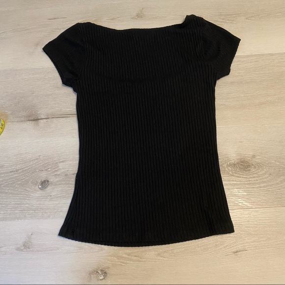 Reformation Bardot Knit Top, black, size Small - Picture 2 of 8